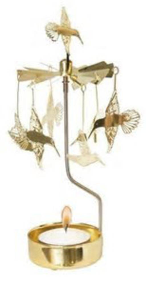 Rotary Candle Holder Hummingbird, Gold